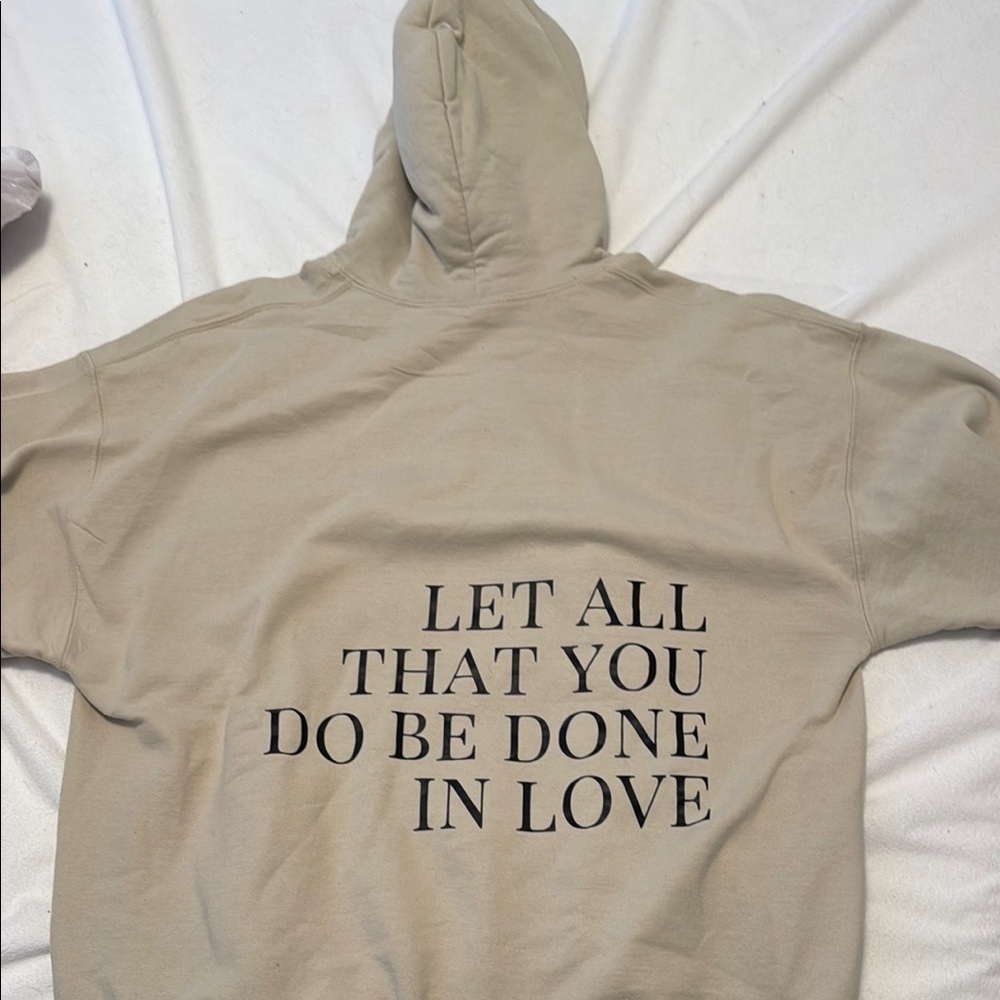 Beige Hoodie with Inspirational Quote